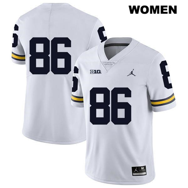 Women's NCAA Michigan Wolverines Luke Schoonmaker #86 No Name White Jordan Brand Authentic Stitched Legend Football College Jersey VM25W53WG